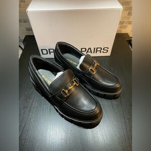 Dream Pairs Black Loafers with Gold Horsebit Detail